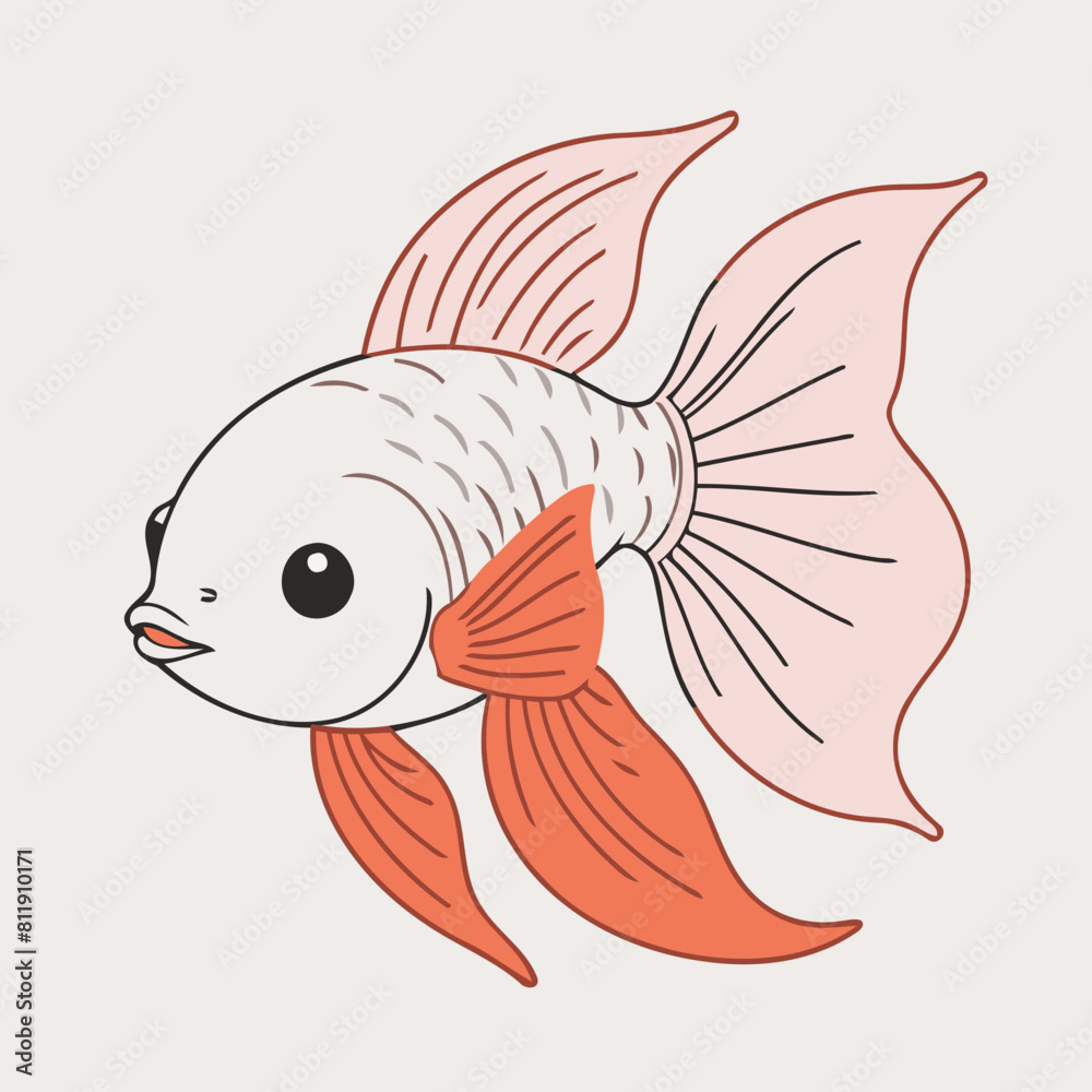 Cute vector illustration of a Betta for children book