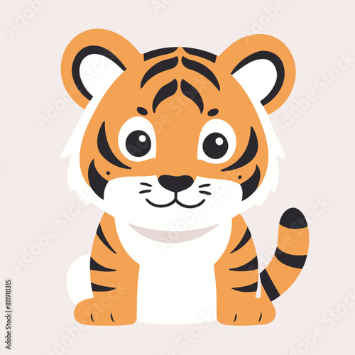 Vector illustration of a cute Tiger for children book