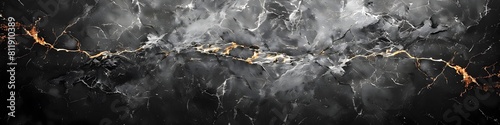 Black Marble Texture with Dramatic Fissures and Cracks,Elegant Graphical Background for Premium Modern Designs,Mysterious Moody Monochrome Stone