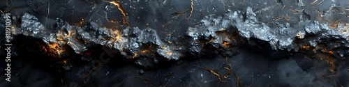 Dramatic Black Marble Texture with Intricate Patterns and Striking Chaotic Veining photo