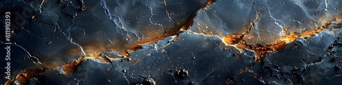 Striking Cracked Black Marble Textured Background with Dramatic Lighting and Weathered Patterns