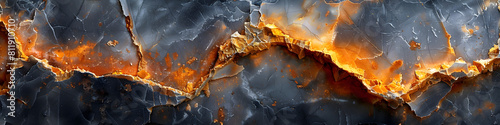 Dramatic Fractured Marble Texture Backdrop with Fiery Apocalyptic Eruption
