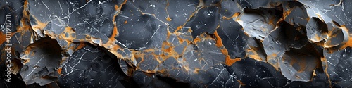 Dramatic Swirling Black and Orange Marble Texture Background for Luxury and Premium Graphic Design