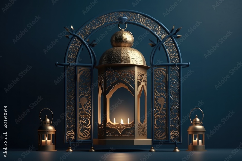 3d rendered islamic karahi eid lantern
