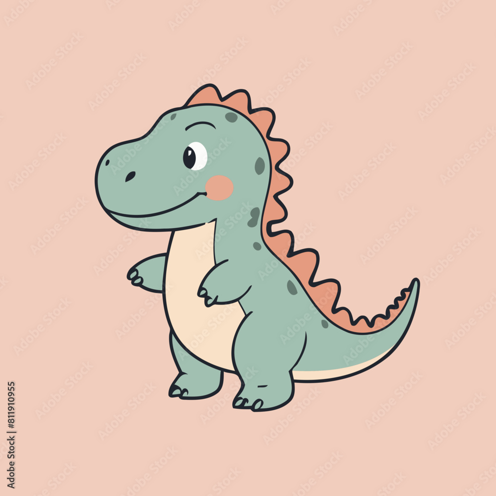Cute Dino for toddlers story books vector illustration