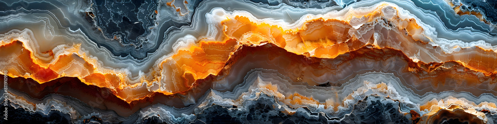 Captivating Marble Texture with Vibrant Orange and Blue Swirls,Showcasing Intricate Natural Patterns and Dramatic Geological Formations