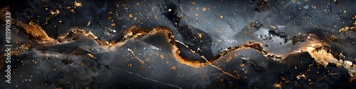 Captivating Black Marble Texture with Golden Veins Backdrop for Premium Designs and Advertisements © prasong.