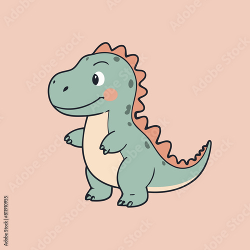 Cute Dino for toddlers story books vector illustration