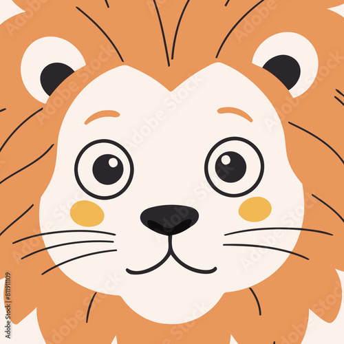 Cute vector illustration of a Lion for toddlers