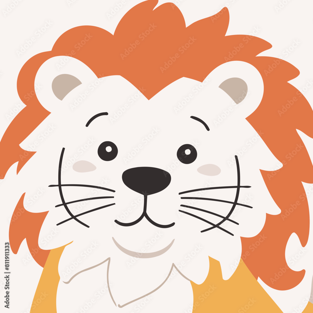Fototapeta premium Cute vector illustration of a Lion for children story book