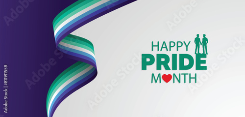 happy pride month flag ribbon vector poster