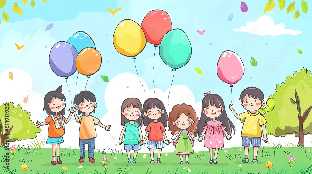 Cartoon illustrations for World Friendship Day celebrations,AI generated. Cartoon illustrations for World Friendship Day celebrations,AI generated.