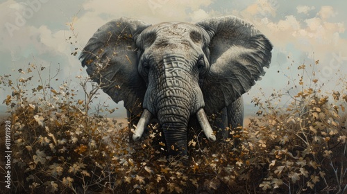 A huge elephant in its natural habitat