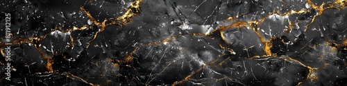 Elegant Black Marble Texture with Alluring Golden Veins and Mesmerizing Geometric Patterns for Upscale Backdrops,Walls,and Luxury Interiors © prasong.