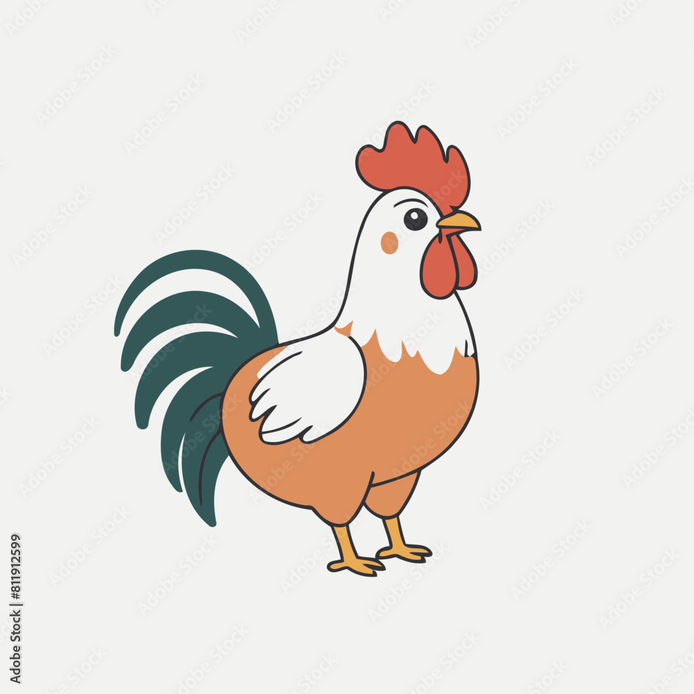 Cute vector illustration of a Rooster for toddlers Cute vector illustration of a Rooster for toddlers
