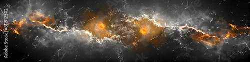 Cosmic Inferno:Blazing Nebula Explosion in Turbulent Galaxy Backdrop