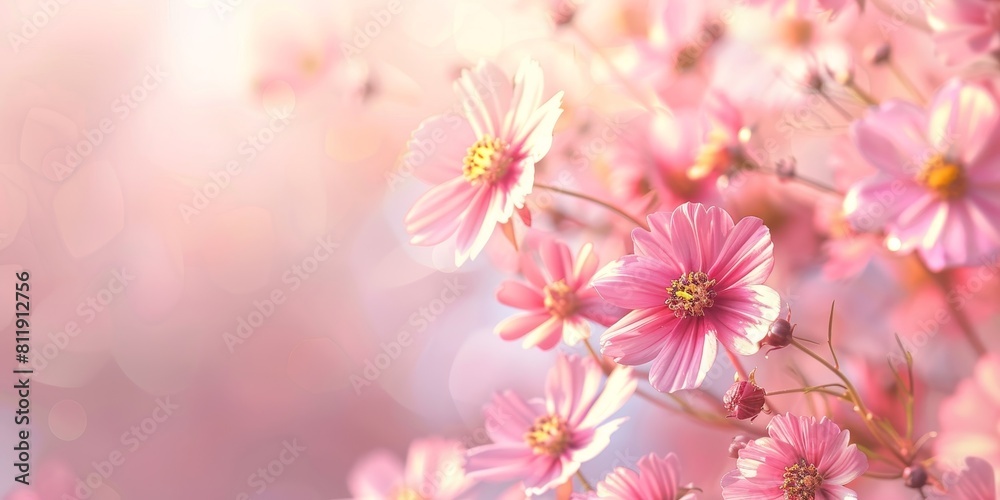 Beautiful pink flowers in bloom with a blurred background in soft pastel colors. Beautiful pink flowers in bloom with a blurred background in soft pastel colors.