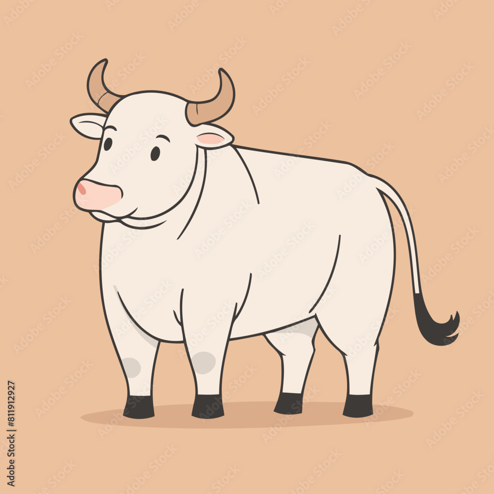 Cute Bull for children story book vector illustration
