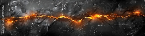 Black Marble Textured Background with Fiery Cracks - Dramatic Geological Formations and Intense Volcanic Energy