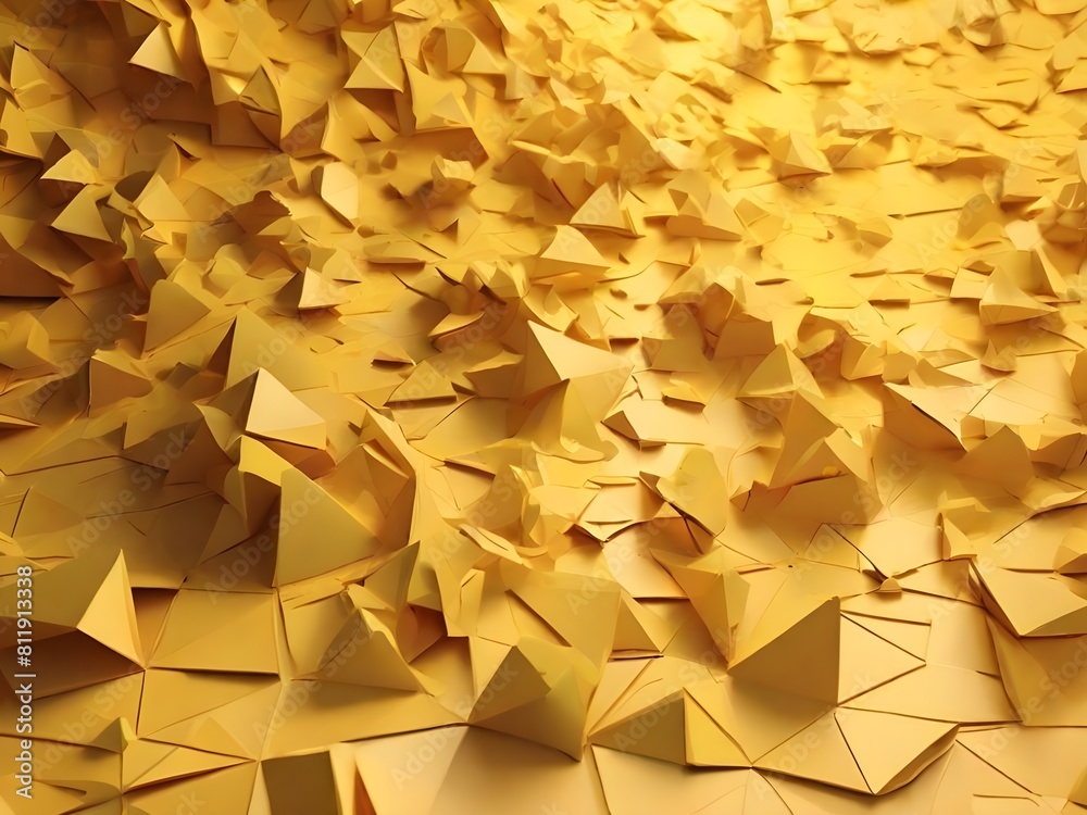 Atmospheric Modern Surface with Tetrahedrons. Yellow, Geometric 3d Background Generative AI Atmospheric Modern Surface with Tetrahedrons. Yellow, Geometric 3d Background Generative AI