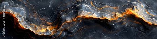 Mesmerizing Marble Masterpiece:Captivating Black and Gold Swirls in a Timeless Natural Composition photo
