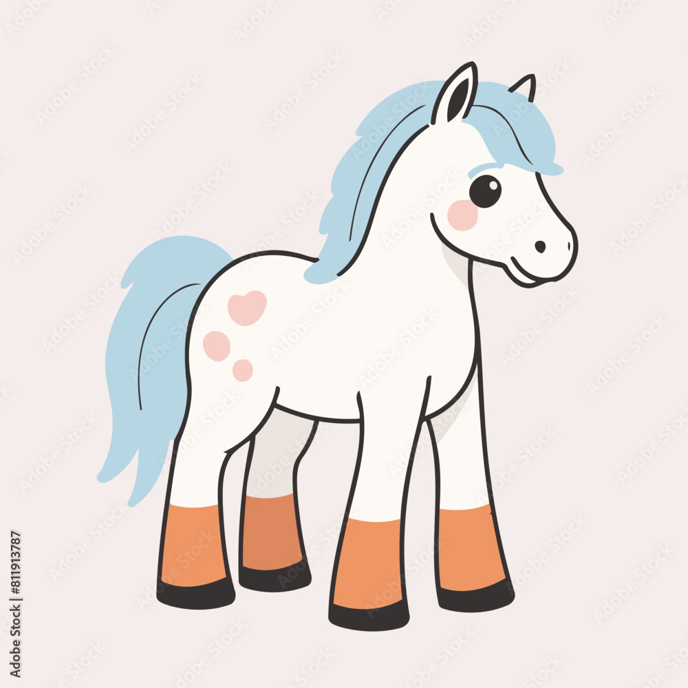 Fototapeta premium Cute vector illustration of a Horse for children book