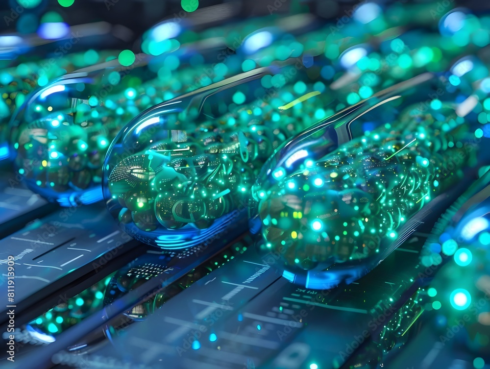 Vibrant Futuristic Circuit Board Abstract with Neon Emerald Glowing Patterns Showcasing the Cutting Edge of Digital Technology and Innovation