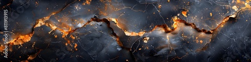 Fiery Marble Texture Mosaic - Dramatic Fractal Background of Scorched,Cracked Natural Stone Surface