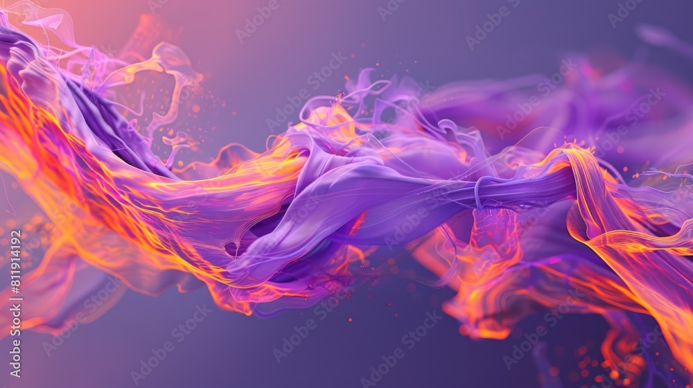 Obraz premium Floating purple-orange paint. Abstract background or screensaver. AI generative.