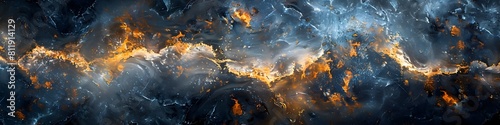 Dramatic Swirling Marble Texture Background with Fiery Abstract Patterns and Dynamic Energy