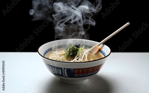 Steaming bowl of ramen noodles