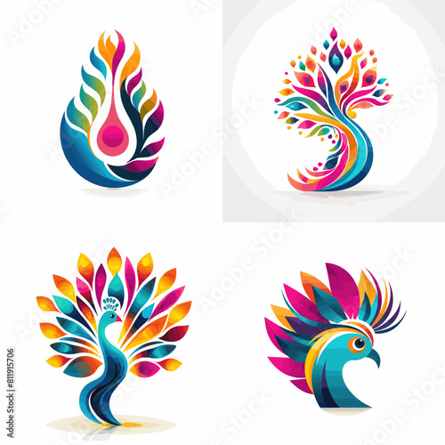 Peacock Gradient Colorful Style Vector Logo Illustration