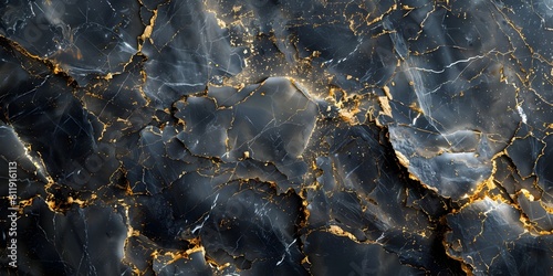 Captivating Dark Marble Texture with Golden Veins for Premium Backgrounds and Designs photo