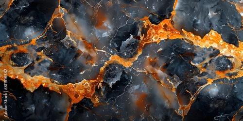 Captivating Marble Texture with Intricate Patterns and Fiery Accents for Premium Backgrounds and Designs photo