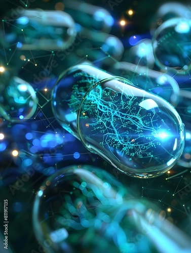 Luminous Bubble Realm Surreal Iridescent Spheres in a Captivating Digital Dreamscape