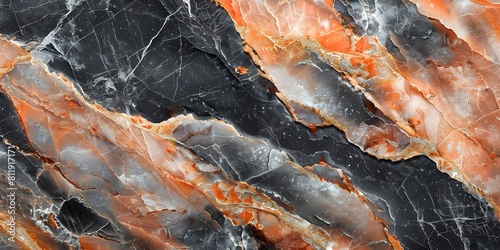 Black and Orange Marble Texture with Swirling Patterns and Natural Striations Elegant Mineral Surface Backdrop