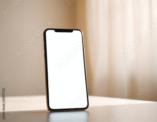 Modern Smartphone Mockup in Hand, Displaying Blank Screen for App, Website, or Social Media Content