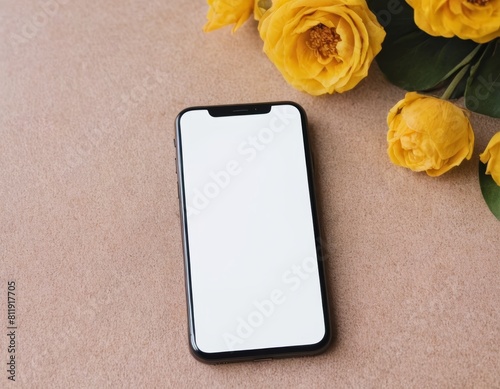 Modern Smartphone Mockup in Hand, Displaying Blank Screen for App, Website, or Social Media Content