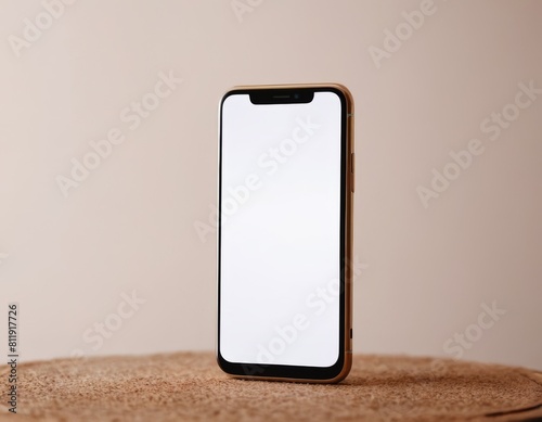 Modern Smartphone Mockup in Hand, Displaying Blank Screen for App, Website, or Social Media Content