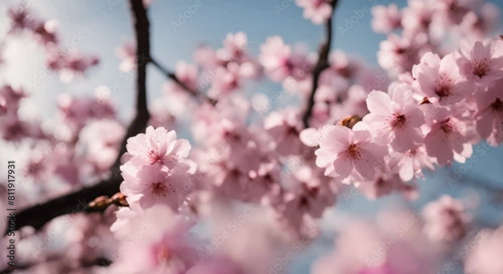 Cherry blossoms in Japan during the hanami season, with pink petals drifting in the wind - Generative Ai Cherry blossoms in Japan during the hanami season, with pink petals drifting in the wind - Generative Ai