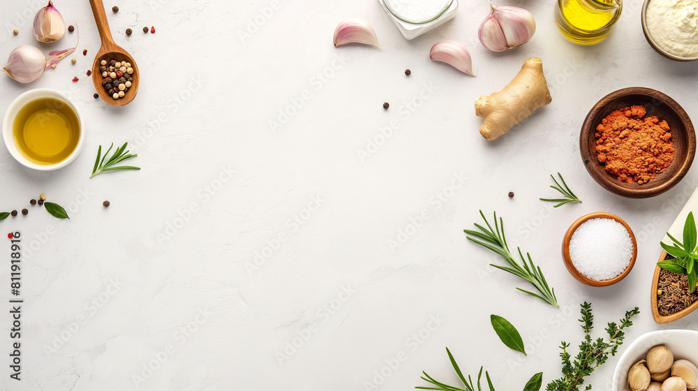 Cooking ingredient white table