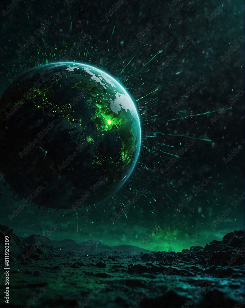 Obraz premium Digital Matrix Code Stream