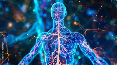 This is a clear picture showing lymph flow in the body, Generated by AI photo