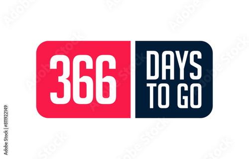 366 Days to Go vector banner template, Days Left countdown time, Daily calender label layout, Promotional banner transparent background png