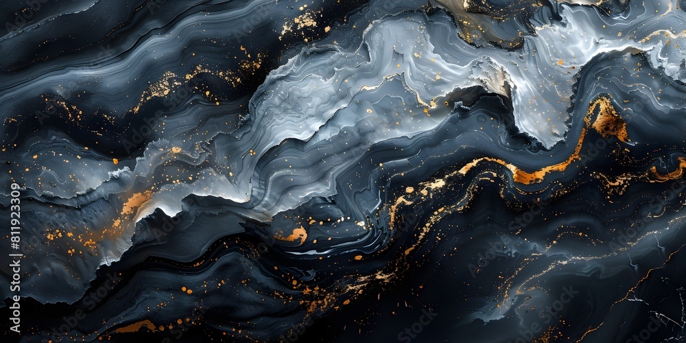 Fototapeta premium Mesmerizing Marbled Midnight:A Captivating Fusion of Elegant Darkness and Shimmering Gold