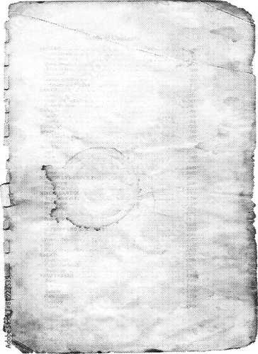 Halftone vintage note paper texture with a transparent background