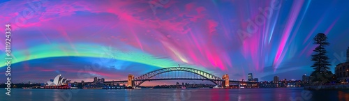Spectacular Northern Lights Display over Sydney Skyline  © LAJT