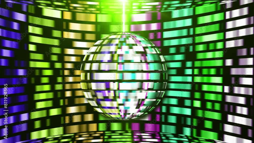 Disco Neon Ball With Party Curve Stage Neon Party Motion Seamless Loop ...