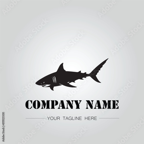 Shark silhouette illustration design for company logo vector image on the white background	
