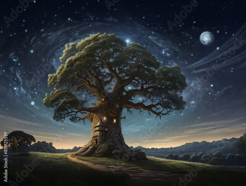A huge oak tree with a scifi look